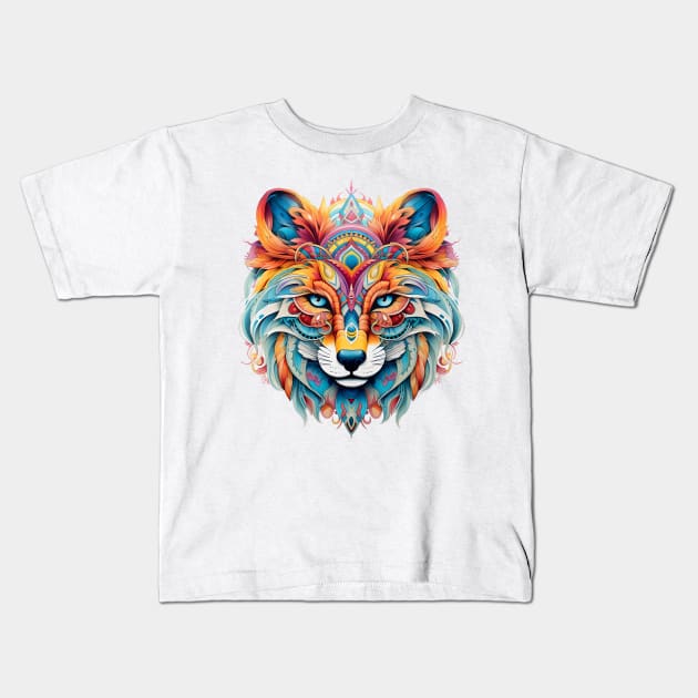 Boho Animal Face #5 Kids T-Shirt by Chromatic Fusion Studio